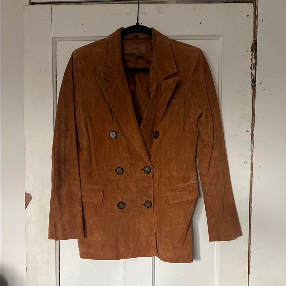 Blank NYC Double-Breasted Women's Rust Brown Suede Blazer size Medium